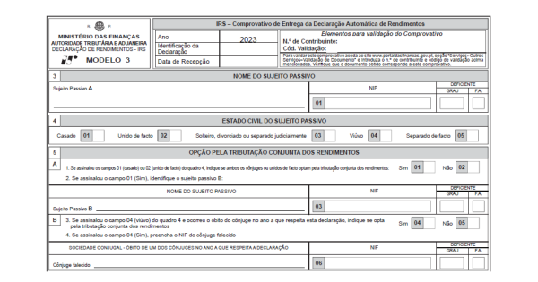 IRS – DECLARAÇÃO MODELO 3